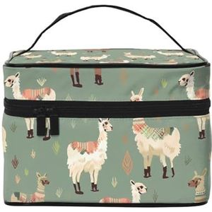 VTCTOASY Alpaca print make-up tas voor vrouwen draagbare toilettas grote capaciteit reizen cosmetische tas voor buiten reizen, zwart, één maat, Zwart, Eén maat