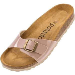 Palado Malta Damesslippers, sandalen, met verstelbare gesp, pantoffels, met kurken voetbed en leren loopzool, 39 EU