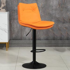 Barkrukken op tegenhoogte, 360° draaibare barstoel met rugleuning en voetsteun, verstelbare toonbank for pub, keuken, café (Color : Orange color, Size : BLACK_SMALL)