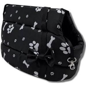 Elegante hondentas voor honden/katten, wasbaar, klein/middelgroot, XS, S, L, M/hondendraagtas, kattentas, draagtas, transporttas (zwart met poten)