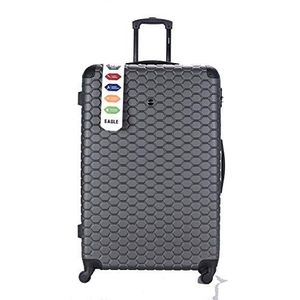 Hard Shell Case ABS Reisbagage Koffer 4 Wiel Spinner Trolley Bagage Bag Combinatieslot 4 Hoek Swivel Wielen, Grijs, 32 Inch 88 x 57 x 31.5cm, 135L, 5.2 Kg