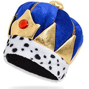 Alsino Koningshoed koningskroon voor volwassenen accessoire themafeest carnaval koning prins kroon middeleeuwse diadeem (blauw)