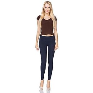 MITAAMI - Lange legging voor dames, hoogwaardig katoen, duurzaam, hoge of normale taille, grote maten, Marineblauw, 54 NL