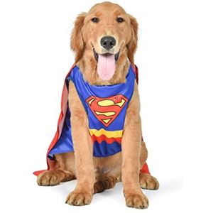 DC Comics Superheld Superman Halloween hondenkostuum - groot - | DC superheld Halloween-kostuums voor honden, grappige hondenkostuums | Officieel gelicenseerd DC hondenkostuum voor Halloween