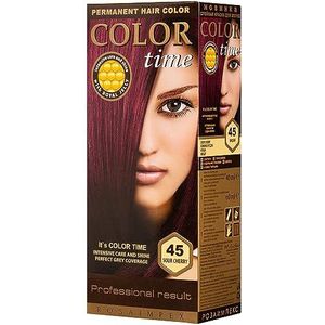 Color Time Permanente Haarkleur Gel | Verrijkt met Royal Jelly en Vitamine C | Permanente Haarkleuring | Kleur 45 Morello | 100 ML