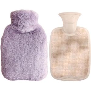 Warmwaterkruik Herbruikbare Winter Heetwaterzak Handwarmer PVC Stress Pijn Verlichting Therapie Hand Pocket Warmwaterkruik met Zachte Fleece Cover Warmwaterzak (Paars)