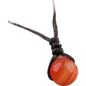 Women Labradorite Leather Necklace Fashion Amethyst Crystals Sphere Pendant Necklace Female Bohemia Jewelry (Color : Red Botswana)