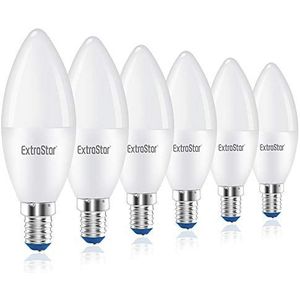 EXTRASTAR Ledlampen, E14,8 W, komt overeen met 64 W, 6500 K, koud wit, 6 stuks