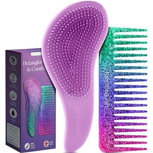 Roze/Paars Glitter Ombre Detangler Borstel & Kam Set