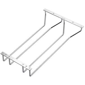 Dianoo Wine Glass Rack Under Cabinet Hanging Wire Stemware Rack Holder With Screws Chrome Finish 35cm 2 Rows