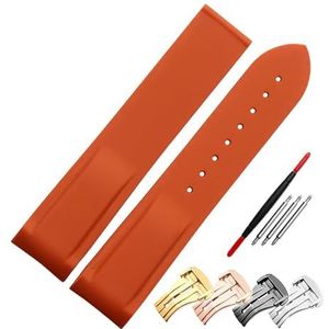 YingYou Rubber Horlogeband 20mm 22mm Siliconen Horlogeband Geschikt Compatibel Met Omega Horlogeband Vouwsluiting Gebogen Uiteinde Polshorloges Riem (Color : Orange, Size : 20mm gold buckle)