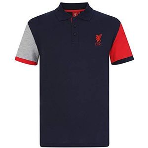 Liverpool FC - Poloshirt met clublogo voor mannen - Officieel - Cadeau - Marineblauw contrasterende mouw - XL