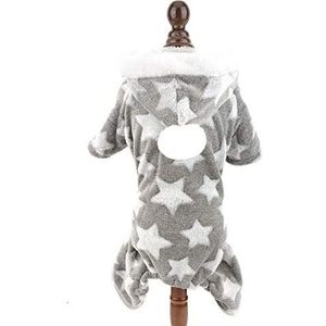 SMALLLEE_LUCKY_STORE Super Zachte Pet Fleece Hoodie Pyjama Pyjama Pjs voor Kleine Honden Katten Sterren Pullover Jumper Jongen Meisje Warme Winter Jumpsuit Jas Puppy Kleding Chihuahua Yorkie, Grijs L