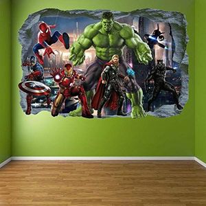 CSCH HUJL Wall stickers Superheld Muurstickers Muurschildering Sticker Hulk Spider Iron Man Thor EA82