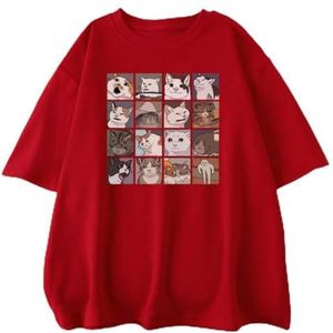 BDWMZKX T-Shirts Women's Womens And Mens Tops Oversized T Shirts For Women Vintage Drop Shoulder Short Sleeve Top Crewneck Tee Casual Letter Print Round Neck Summer Tops For Teen Girls-red-xxl