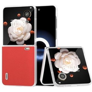 Smartphone Flip Case Compatibel met HUAWEI Honor Magic V Flip Case, zachte leren case, slank en stevig met schokbestendige antislip- en valbestendige beschermhoes, zakvriendelijk Flipcases(Passion Red