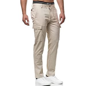 Indicode Heren Leonardo Cargo Pants | Cargobroek van linnen & katoen Fog M