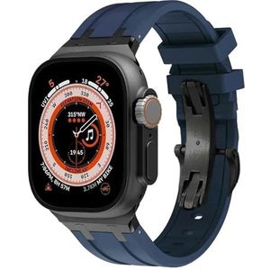 INSTR Rubberen Band Voor Apple Horloge Ultra 2 49mm Serie 9 8 7 45mm Zachte Sport Band Voor iWatch 6 5 4 SE 44mm 42mm Siliconen Armband(Color:Blue black,Size:For 38mm 40mm 41mm)