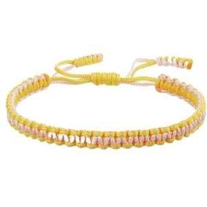 Etnisch geweven amulet veelkleurige armbanden armbanden geschikt for vrouwen mannen handgemaakte touw bedelarmband vriend cadeau(Color:Yellow pink)