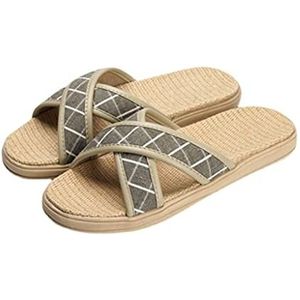 sandalen Linnen Paar Thuis Slippers, Open Teen Slippers, Vrouwen Heren Unisex Wasable Katoen Open-teen Thuis Slippers Indoor Schoenen Comfortabel Zacht Linnen Kruis Dames Slippers