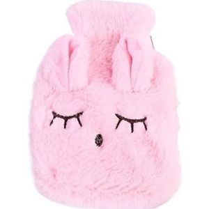 Warmwaterkruik 2 stuks draagbare pluche konijn hand po warme waterfles stress pijnverlichting therapie handwarmer meisjes zak handen voeten warm water zak warm water zak (roze kleur)