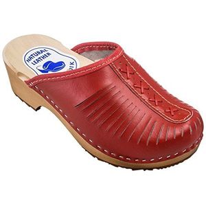 ESTRO Houten Damesschoenen Dames Muil Keuken Houten Klompen voor Vrouwen Houten Rubberen Veiligheidsklompen CDL01 (39, CDL01 Karmozijnrood)