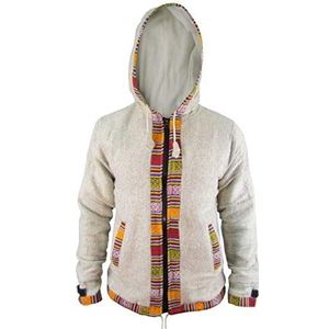 Gheri Heren Ofal Katoen Fleece Gevoerde Etnische Nepalese Zip Winterjas Hoodie