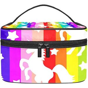Make-up Organizer Bag, Reizen Make-up Tas Organizer Case Draagbare Cosmetische Tas voor Vrouwen en Meisjes Toiletartikelen Eenhoorn Regenboog, Meerkleurig, 22.5x15x13.8cm/8.9x5.9x5.4in