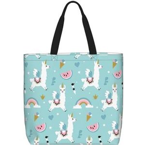 EdWal Flock Of Birds Print Lichtgewicht Travel Tote Bag,Casual Schoudertas Shopper Handtas Werk Tote Bag, Leuke Llama, Eén maat