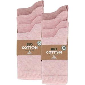 mehrstrumpf 8/12 paar kindersokken van 100% biologisch geteeld katoen jongens en meisjes zonder naad (model: Biolivia), 8 paar (Multi-Pink), 31-34