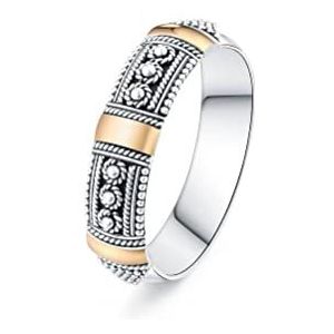 Sterling zilveren open vinger ring S925 sterling zilveren vintage ring Thaise zilveren ring Phnom Penh oude gedraaide draad paar staart ring cadeaus voor minnaar zilver, 15 yards (zilver maat 14)