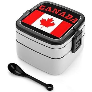 Canadese vlag Canadese esdoornblad Bento lunchbox dubbellaags alles-in-één stapelbare lunchcontainer inclusief lepel met handvat