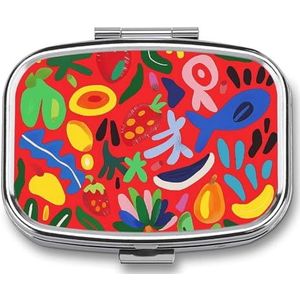 Leuke Pil Organizer Rode Stijl Graffiti Gedrukt Draagbare Reizen Pillendoos Mini Pillendoos Kan Buiten worden gebruikt