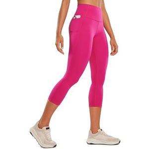 CRZ YOGA Vrouwen Butterluxe Workout Capri Leggings 21'' - Hoge Taille Crop Yoga Broek met Zakken Boterzacht Roze Granita M
