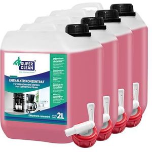 SUPER CLEAN 4 x 2L Universele Ontkalker Koffievolautomaat - Vloeibaar - Voor alle machines & merken - 80 x Ontkalking - Effectieve vloeibare ontkalker voor koffiemachines, waterkokers & douches