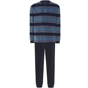 El Búho Nocturno - 1261 Viyela Plaid pyjama voor heren, met lange revers, oranje winterpyjama, 100% katoen, Azul Intenso Y Marino Liso, M