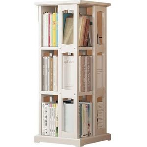 Roterende Boekenplank, 3-laags Draaibaar Cd-rek Massief Houten Hoekplank, Rek Staande Planken Met Open Ontwerp For Woonkamer Studeerkamer Kantoor (Size : White)