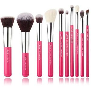 Eljjhah Rose-karmin/zilver make-up borstels set Beauty Foundation Poeder Oogschaduw Make-up Borstel 6 stks Natuurlijk synthetisch haar (Handvat Kleur: T196 (10 STKS))