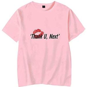 JFLY Ariana Grande print meisjes jongens T-shirt schattig hemd casual losse zanger korte mouwen paar kleding XXS-4XL, roze, XS