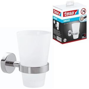 tesa® Smooz bekerhouder, hoogglans verchroomd metaal, zelfklevend, 113 mm x 79 mm x 124 mm
