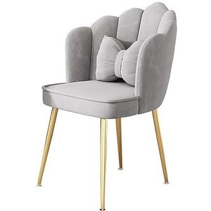 FZDZ Luxe fluwelen eetkamerstoel met gouden metalen pootontwerp, comfortabele loungestoel voor woonkamer, eetkamer, slaapkamer, keukenbarkruk met armleuning, hoge rugleuning (D)