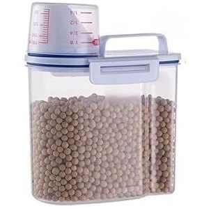 Hondenvoercontainer for katten Verzegelde plastic opslagtank Vochtbestendige verzegelde blikken Transparante flessen en potten Accessoires for huisdieren (Color : Small-White)