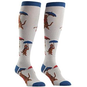 Sock It To Me It's Raining Cats Funky kniekousen voor dames, Wit, One size