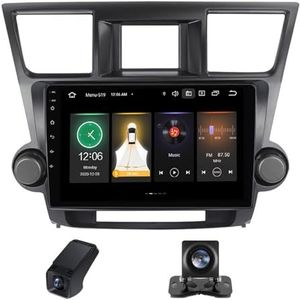 Draadloze Carplay Android 14 Autoradio 2 Din 10 inch autoradio geldt voor Toyota Highlander 2 2007-2013 met Android Auto GPS-navigatie 10 inch met Bluetooth FM/RDS/Achteruitrijcamera(C20)