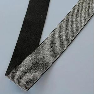 Glitter goud zilver elastische banden 10 mm 15 mm 25 mm 40 mm elastische rubberen band riem kledingstuk broek naaien kant trim DIY accessoires-zwart zilver