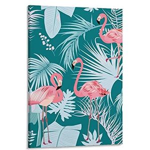 Flamingo Palm Monstera nieuwigheid canvas poster grappige muurkunst decoratieve hangende foto voor woonkamer slaapkamer thuiskantoor