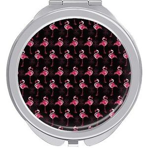 Roze Flamingo's Compacte Kleine Reizen Make-up Spiegel Draagbare Dubbelzijdige Pocket Spiegels voor Handtas Purse