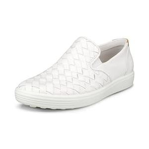 ECCO Women's Soft 7 Woven Slip-On 3.0 Sneaker, White, 6-6.5