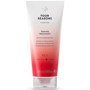 FOUR REASONS Verfmasker, rood, (19 kleuren) kleurbehandeling, kleurgevende conditioner, getoniseerd en verbeterd kleurbehandeld haar, semi-permanente haarkleur, 6,76 fl oz