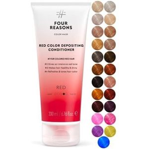 FOUR REASONS Verfmasker, rood, (19 kleuren) kleurbehandeling, kleurgevende conditioner, getoniseerd en verbeterd kleurbehandeld haar, semi-permanente haarkleur, 6,76 fl oz